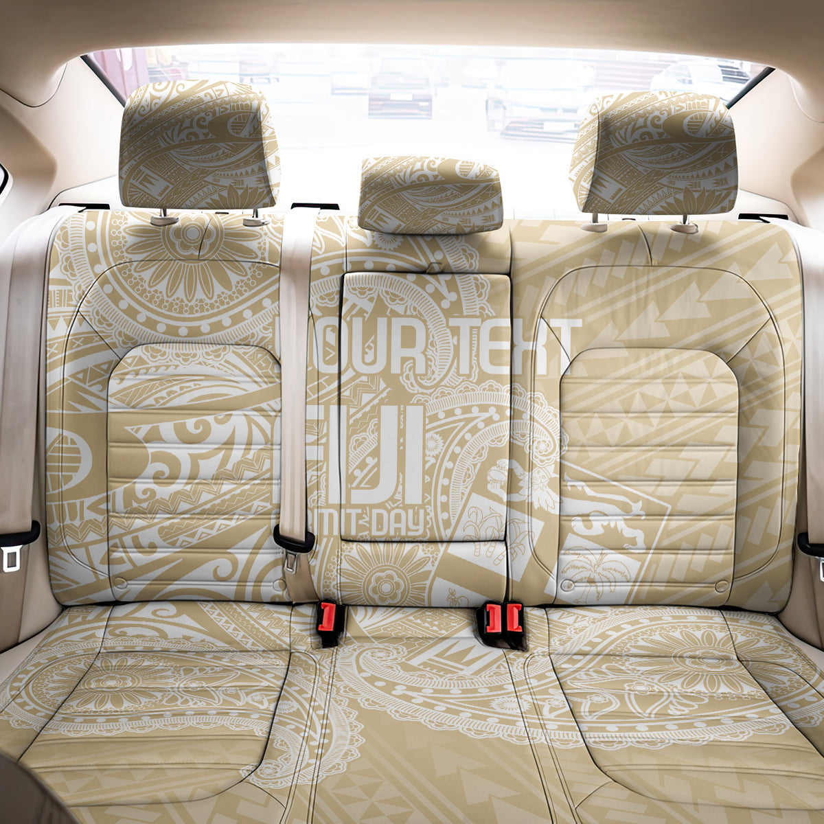 Custom Indo Fijians Back Car Seat Cover Fiji ke Hindustani Polyneisan Paisley Beige Style LT9 - Wonder Print Shop