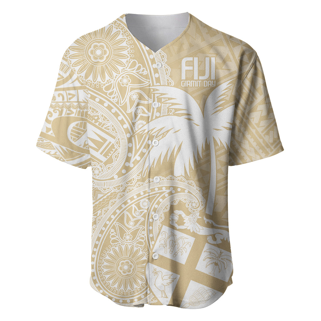 Custom Indo Fijians Baseball Jersey Fiji ke Hindustani Polyneisan Paisley Beige Style LT9 - Wonder Print Shop