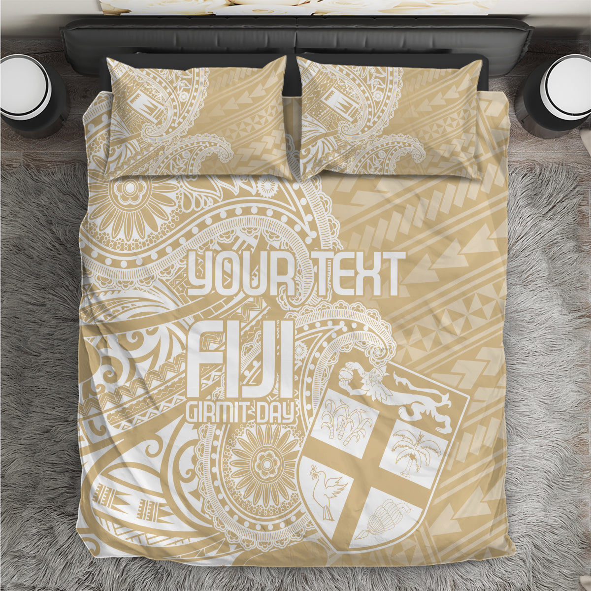 Custom Indo Fijians Bedding Set Fiji ke Hindustani Polyneisan Paisley Beige Style LT9 - Wonder Print Shop