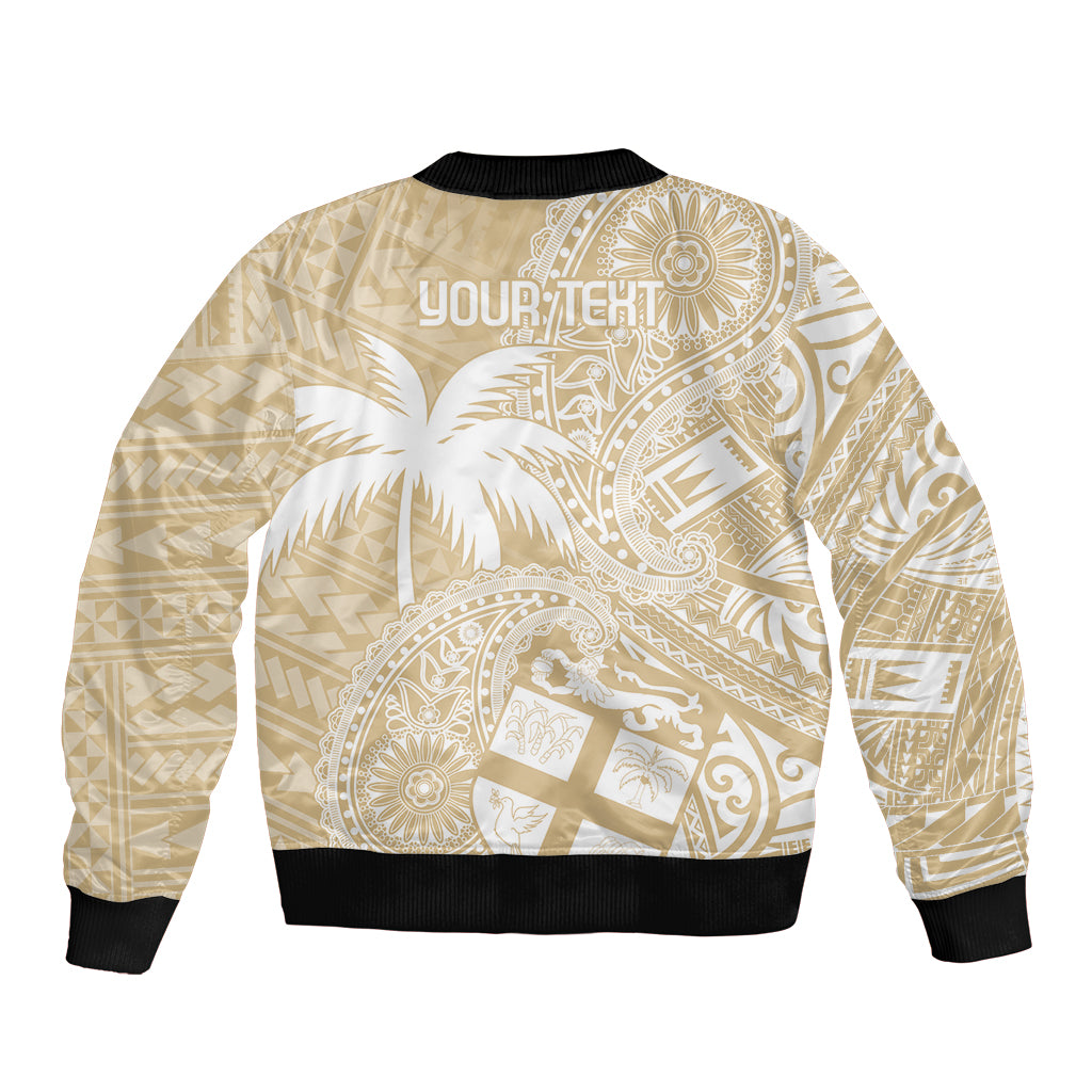 Custom Indo Fijians Bomber Jacket Fiji ke Hindustani Polyneisan Paisley Beige Style LT9 - Wonder Print Shop