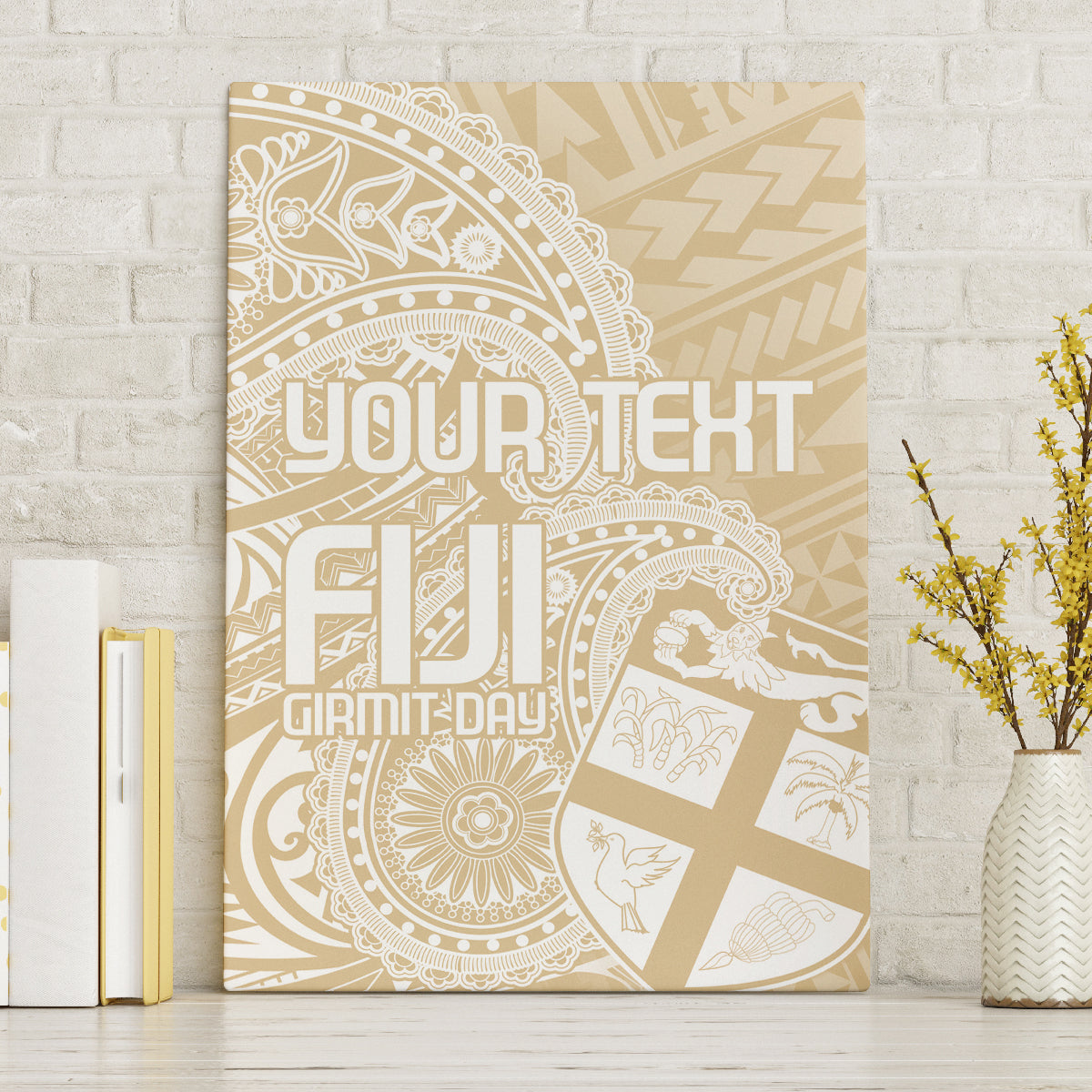 Custom Indo Fijians Canvas Wall Art Fiji ke Hindustani Polyneisan Paisley Beige Style LT9 - Wonder Print Shop