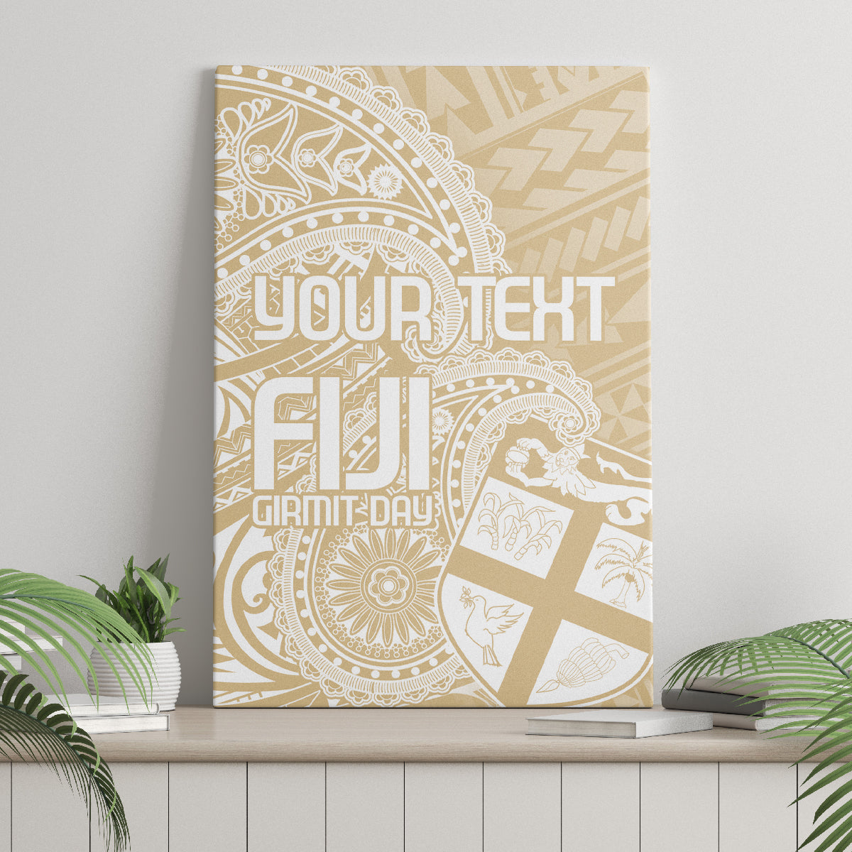 Custom Indo Fijians Canvas Wall Art Fiji ke Hindustani Polyneisan Paisley Beige Style LT9 - Wonder Print Shop