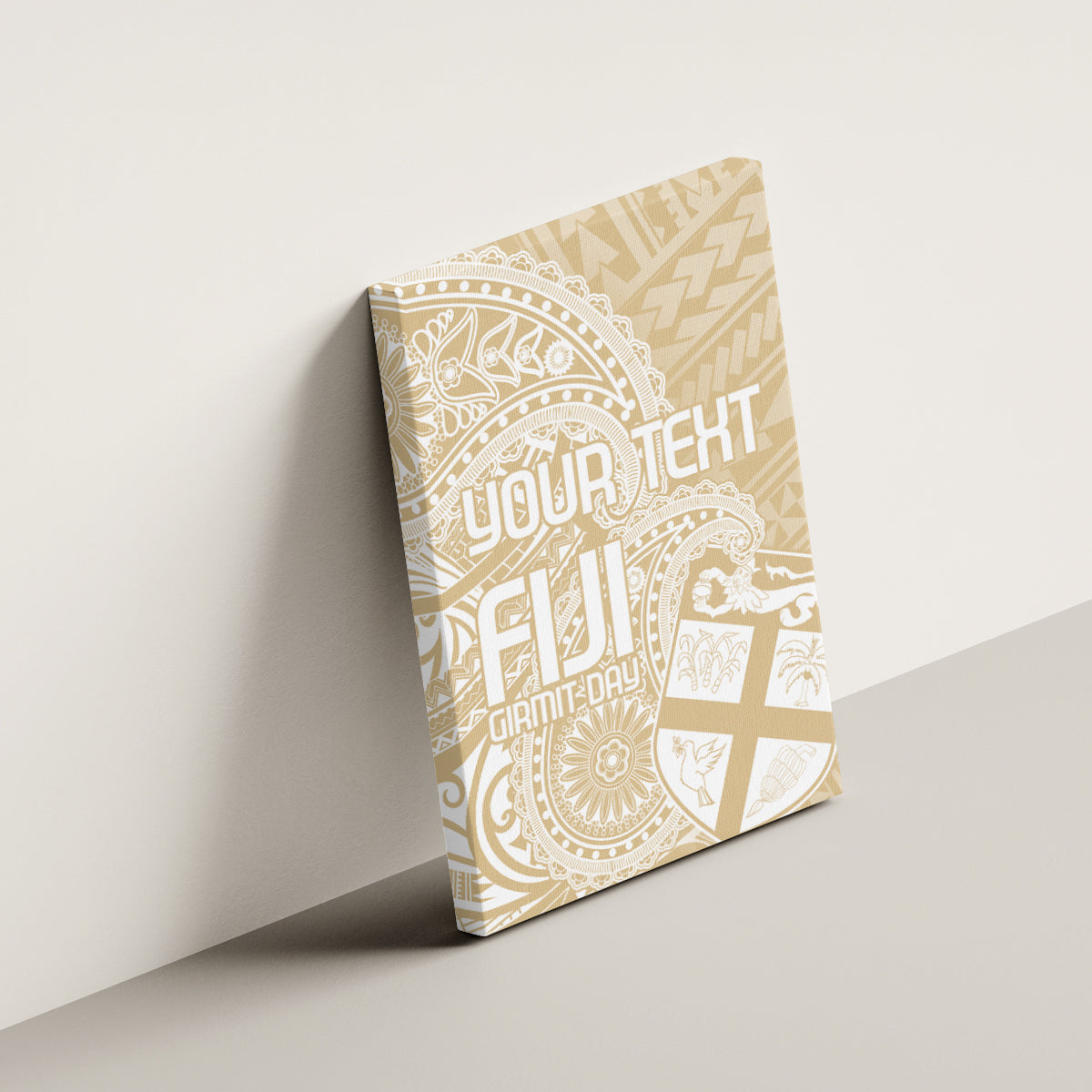 Custom Indo Fijians Canvas Wall Art Fiji ke Hindustani Polyneisan Paisley Beige Style LT9 - Wonder Print Shop