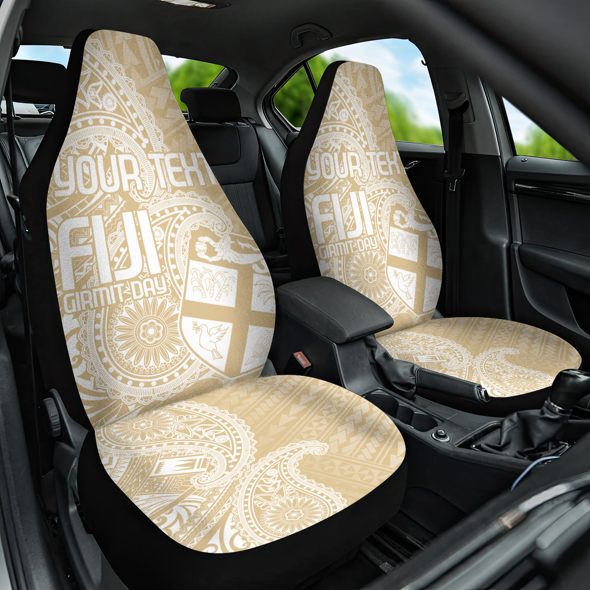 Custom Indo Fijians Car Seat Cover Fiji ke Hindustani Polyneisan Paisley Beige Style LT9 - Wonder Print Shop