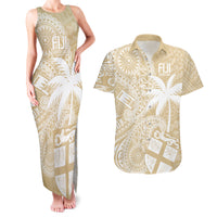 Custom Indo Fijians Couples Matching Tank Maxi Dress and Hawaiian Shirt Fiji ke Hindustani Polyneisan Paisley Beige Style LT9 - Wonder Print Shop