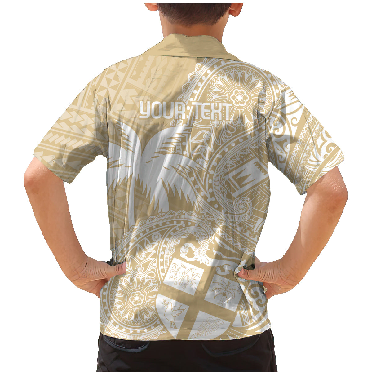 Custom Indo Fijians Family Matching Mermaid Dress and Hawaiian Shirt Fiji ke Hindustani Polyneisan Paisley Beige Style LT9 - Wonder Print Shop