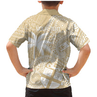 Custom Indo Fijians Family Matching Mermaid Dress and Hawaiian Shirt Fiji ke Hindustani Polyneisan Paisley Beige Style LT9 - Wonder Print Shop