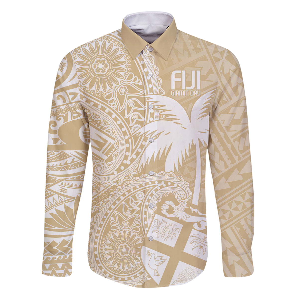 Custom Indo Fijians Family Matching Off Shoulder Short Dress and Hawaiian Shirt Fiji ke Hindustani Polyneisan Paisley Beige Style LT9 - Wonder Print Shop