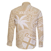 Custom Indo Fijians Family Matching Off Shoulder Short Dress and Hawaiian Shirt Fiji ke Hindustani Polyneisan Paisley Beige Style LT9 - Wonder Print Shop