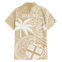 Custom Indo Fijians Family Matching Short Sleeve Bodycon Dress and Hawaiian Shirt Fiji ke Hindustani Polyneisan Paisley Beige Style - Wonder Print Shop