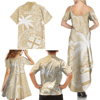 Custom Indo Fijians Family Matching Summer Maxi Dress and Hawaiian Shirt Fiji ke Hindustani Polyneisan Paisley Beige Style - Wonder Print Shop