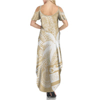 Custom Indo Fijians Family Matching Summer Maxi Dress and Hawaiian Shirt Fiji ke Hindustani Polyneisan Paisley Beige Style - Wonder Print Shop