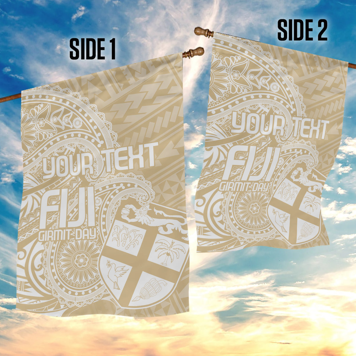 Custom Indo Fijians Garden Flag Fiji ke Hindustani Polyneisan Paisley Beige Style - Wonder Print Shop