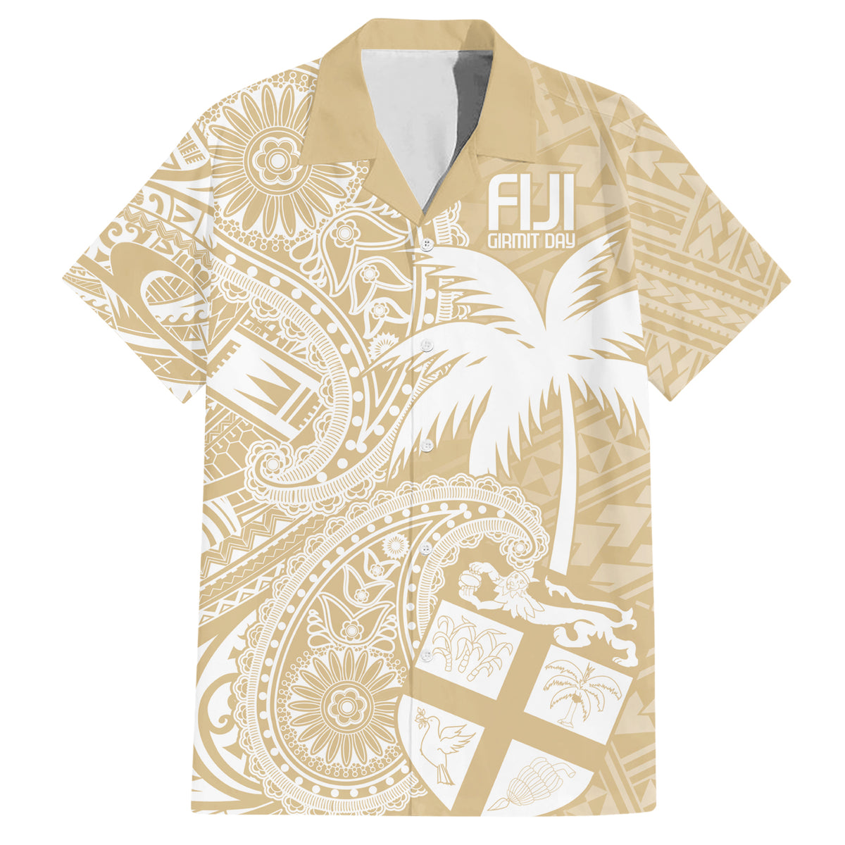Custom Indo Fijians Hawaiian Shirt Fiji ke Hindustani Polyneisan Paisley Beige Style - Wonder Print Shop