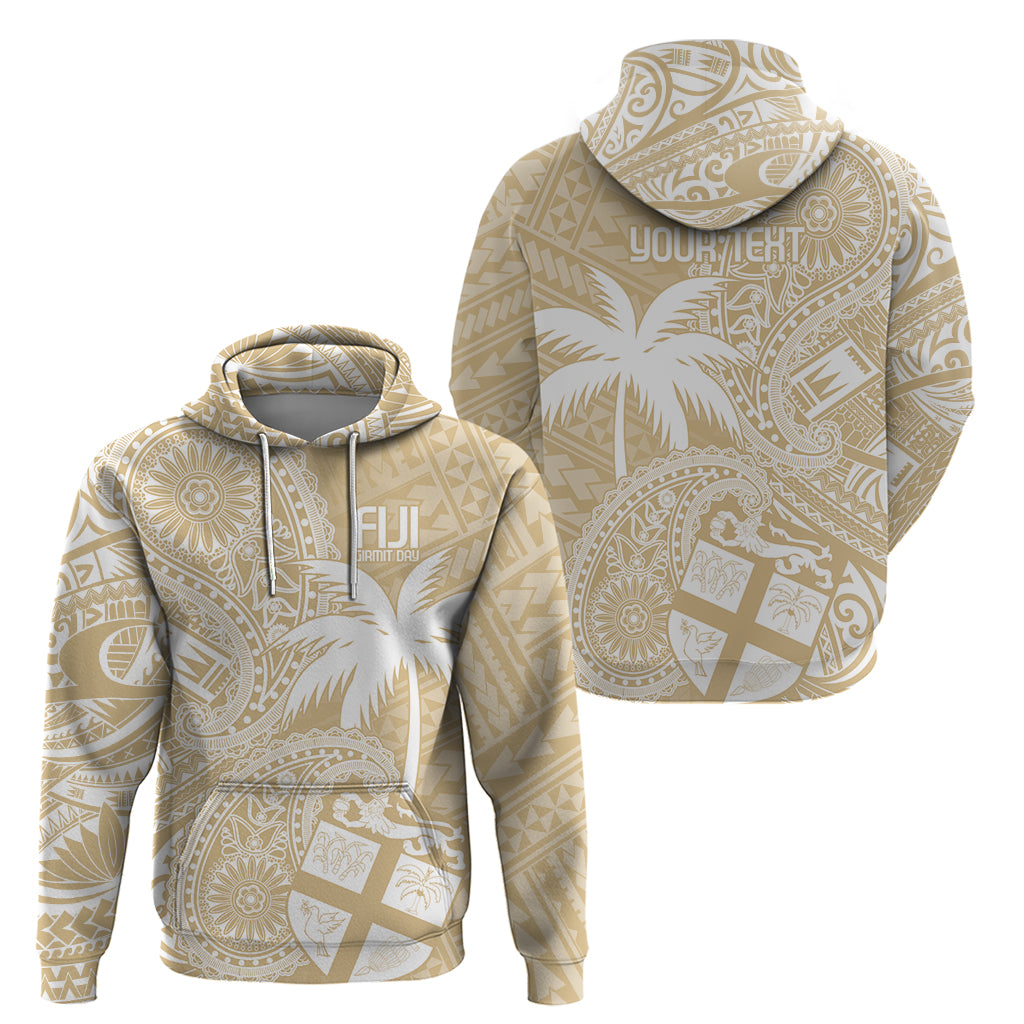 Custom Indo Fijians Hoodie Fiji ke Hindustani Polyneisan Paisley Beige Style - Wonder Print Shop