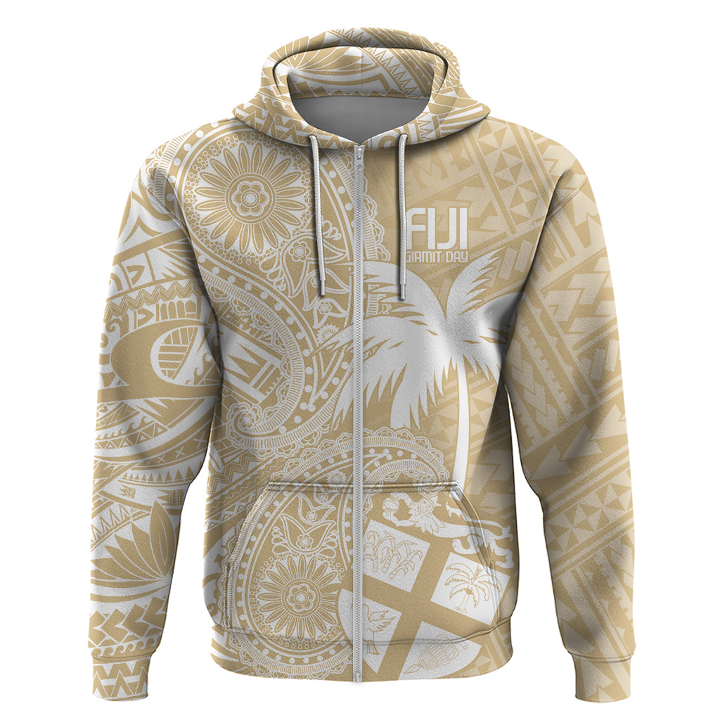 Custom Indo Fijians Hoodie Fiji ke Hindustani Polyneisan Paisley Beige Style - Wonder Print Shop