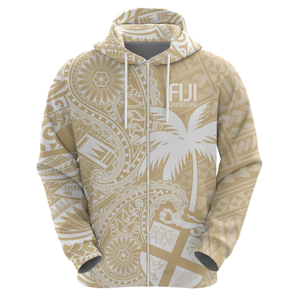 Custom Indo Fijians Hoodie Fiji ke Hindustani Polyneisan Paisley Beige Style - Wonder Print Shop