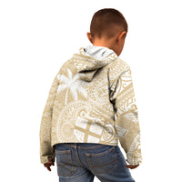 Custom Indo Fijians Kid Hoodie Fiji ke Hindustani Polyneisan Paisley Beige Style - Wonder Print Shop