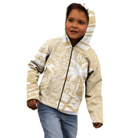 Custom Indo Fijians Kid Hoodie Fiji ke Hindustani Polyneisan Paisley Beige Style - Wonder Print Shop