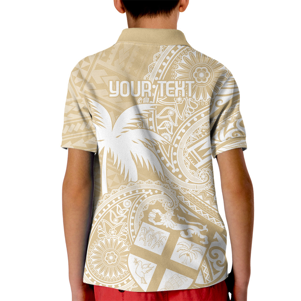 Custom Indo Fijians Kid Polo Shirt Fiji ke Hindustani Polyneisan Paisley Beige Style - Wonder Print Shop