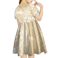 Custom Indo Fijians Kid Short Sleeve Dress Fiji ke Hindustani Polyneisan Paisley Beige Style - Wonder Print Shop