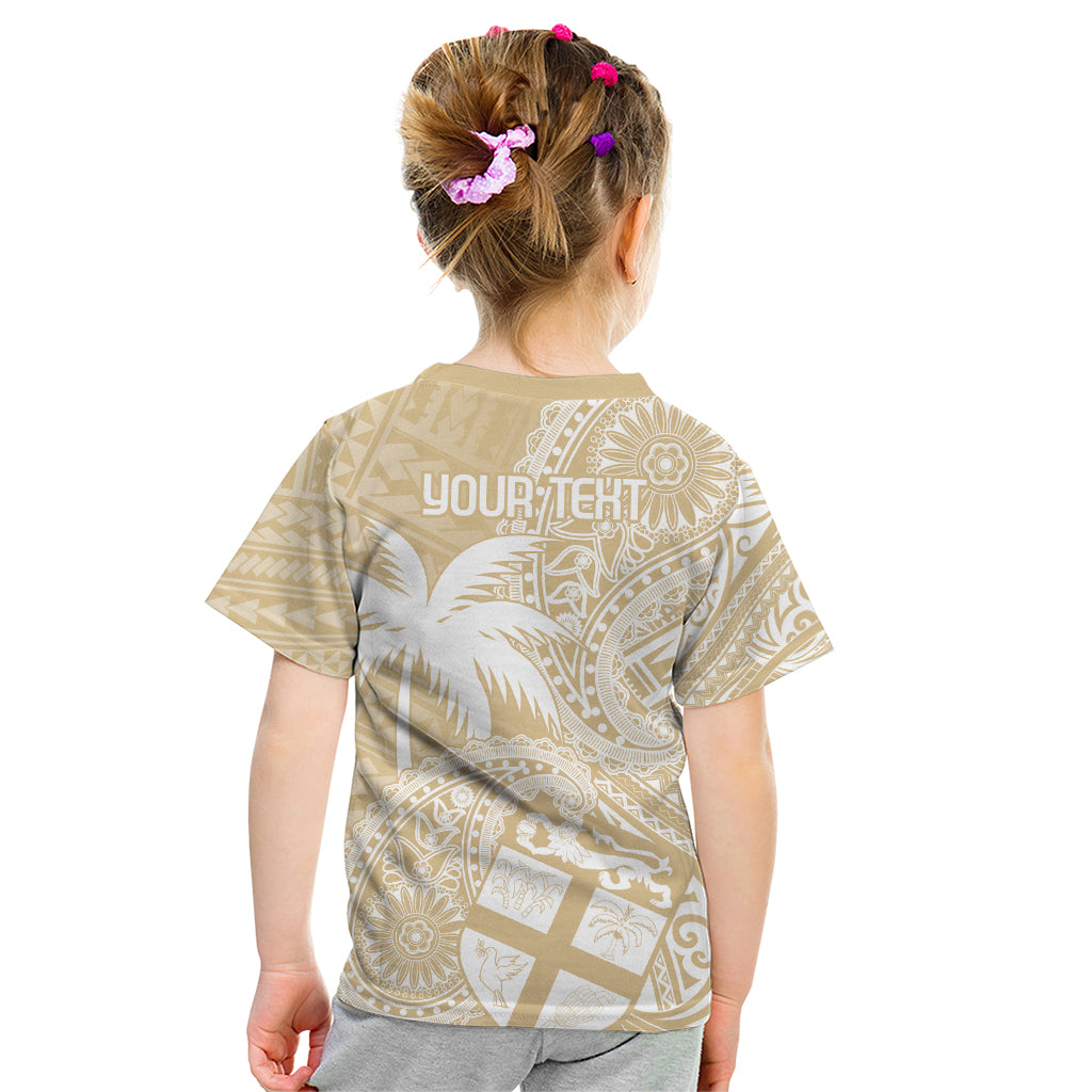 Custom Indo Fijians Kid T Shirt Fiji ke Hindustani Polyneisan Paisley Beige Style - Wonder Print Shop
