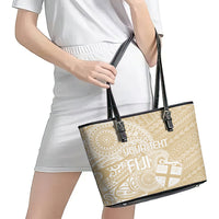 Custom Indo Fijians Leather Tote Bag Fiji ke Hindustani Polyneisan Paisley Beige Style - Wonder Print Shop