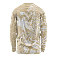 Custom Indo Fijians Long Sleeve Shirt Fiji ke Hindustani Polyneisan Paisley Beige Style - Wonder Print Shop