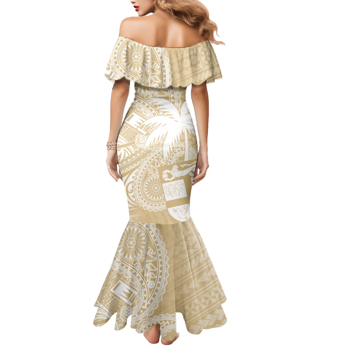 Custom Indo Fijians Mermaid Dress Fiji ke Hindustani Polyneisan Paisley Beige Style - Wonder Print Shop