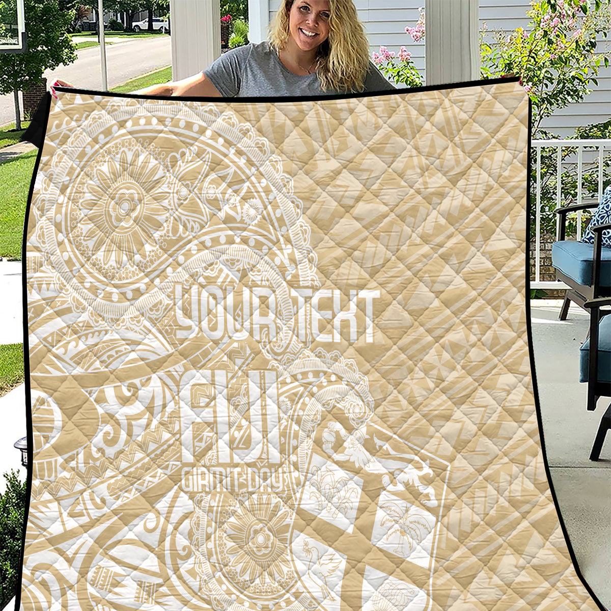 Custom Indo Fijians Quilt Fiji ke Hindustani Polyneisan Paisley Beige Style - Wonder Print Shop