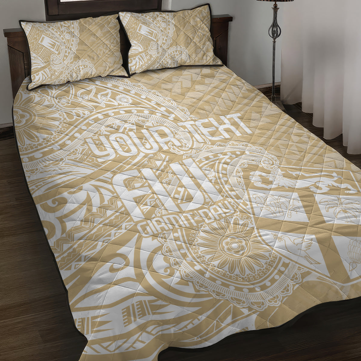 Custom Indo Fijians Quilt Bed Set Fiji ke Hindustani Polyneisan Paisley Beige Style - Wonder Print Shop
