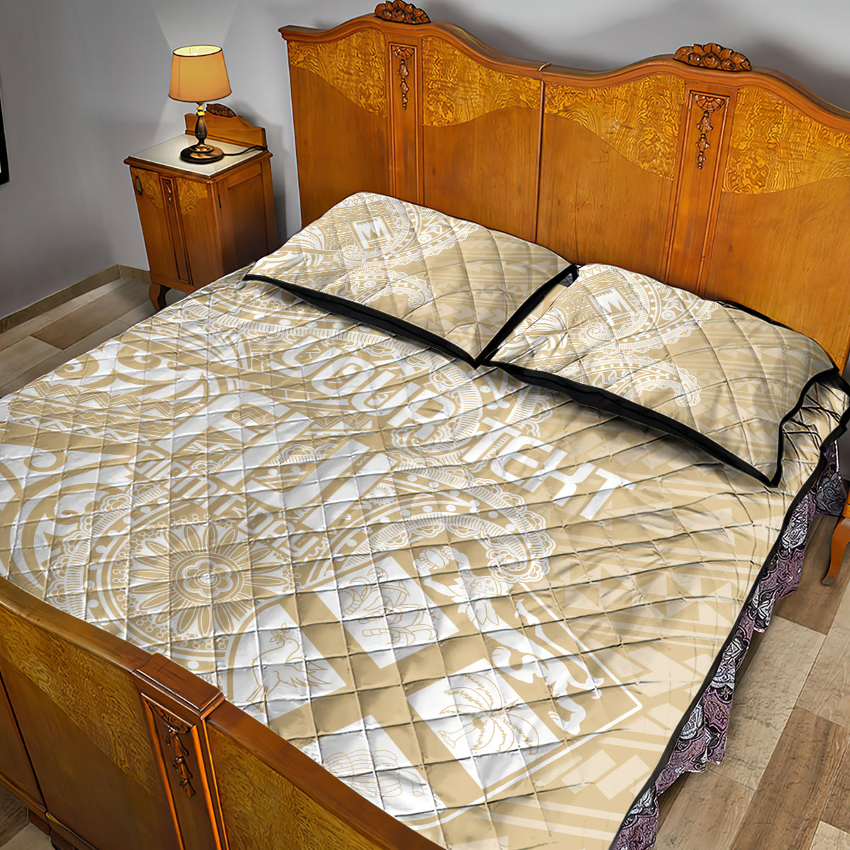 Custom Indo Fijians Quilt Bed Set Fiji ke Hindustani Polyneisan Paisley Beige Style - Wonder Print Shop