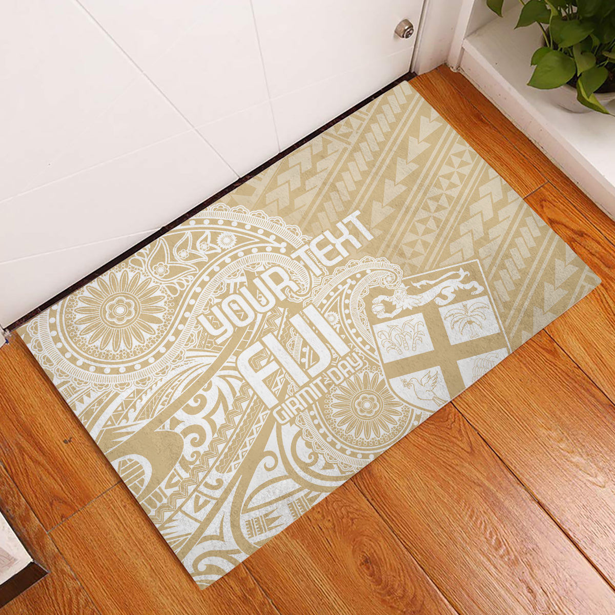 Custom Indo Fijians Rubber Doormat Fiji ke Hindustani Polyneisan Paisley Beige Style - Wonder Print Shop