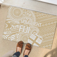 Custom Indo Fijians Rubber Doormat Fiji ke Hindustani Polyneisan Paisley Beige Style - Wonder Print Shop