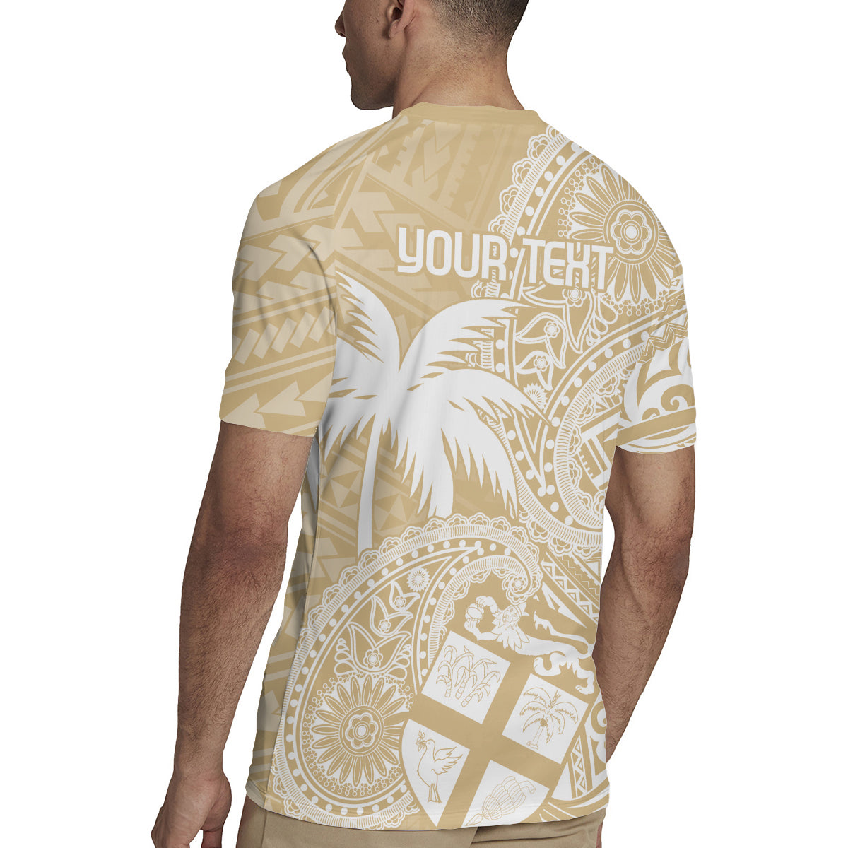 Custom Indo Fijians Rugby Jersey Fiji ke Hindustani Polyneisan Paisley Beige Style - Wonder Print Shop
