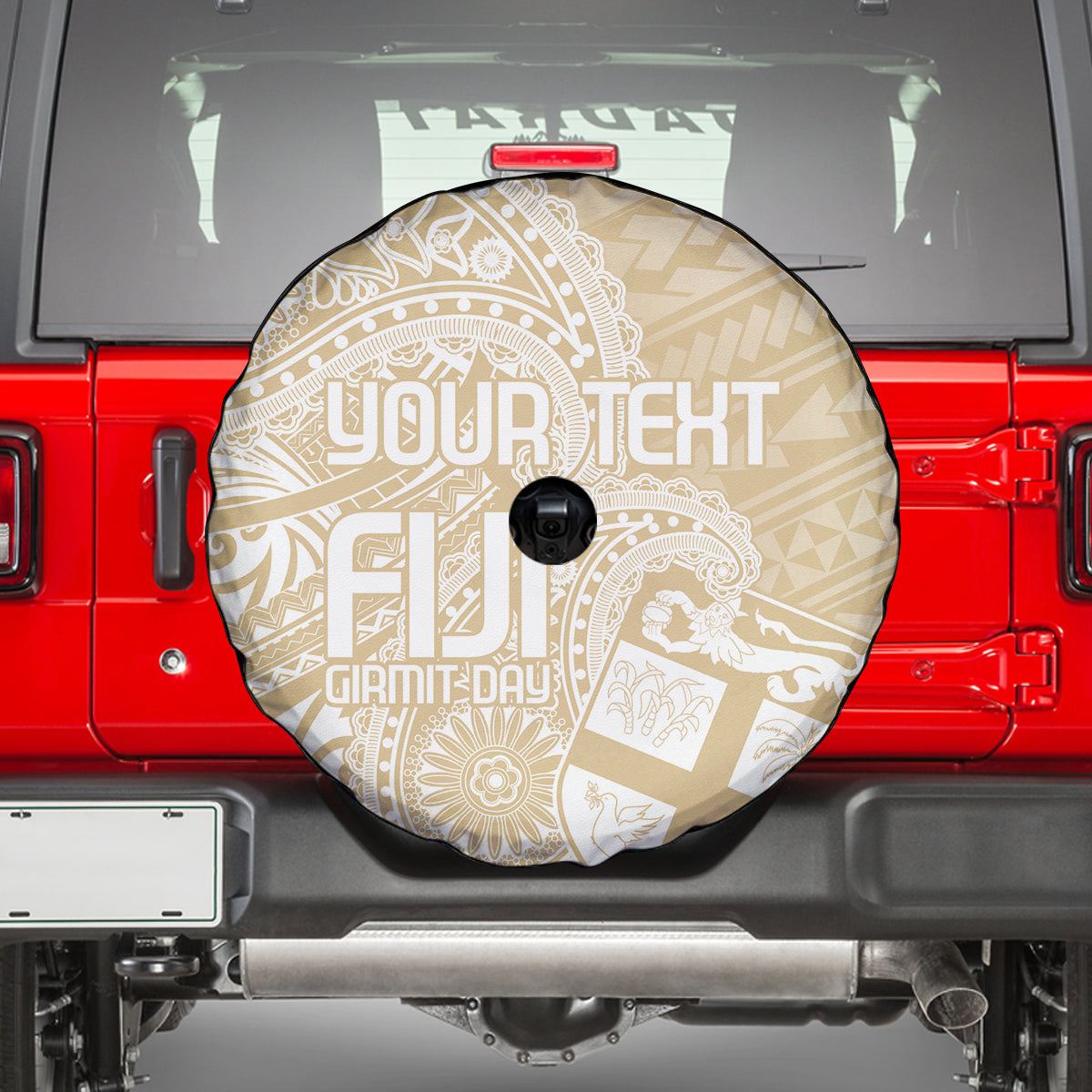 Custom Indo Fijians Spare Tire Cover Fiji ke Hindustani Polyneisan Paisley Beige Style - Wonder Print Shop