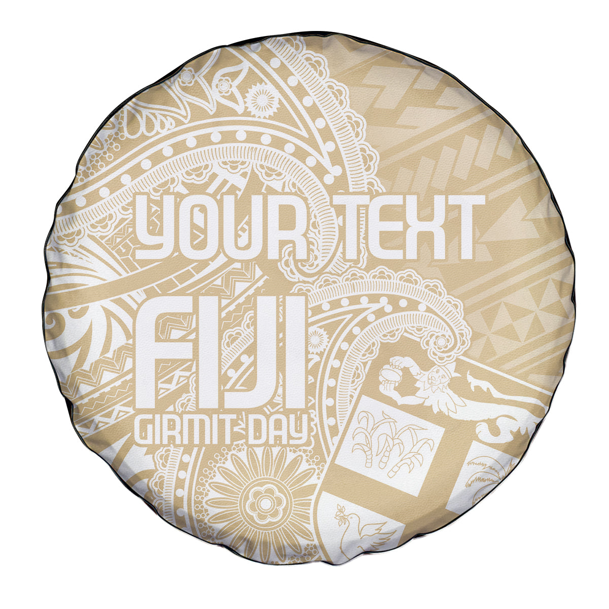 Custom Indo Fijians Spare Tire Cover Fiji ke Hindustani Polyneisan Paisley Beige Style - Wonder Print Shop