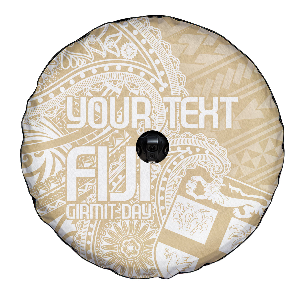 Custom Indo Fijians Spare Tire Cover Fiji ke Hindustani Polyneisan Paisley Beige Style - Wonder Print Shop