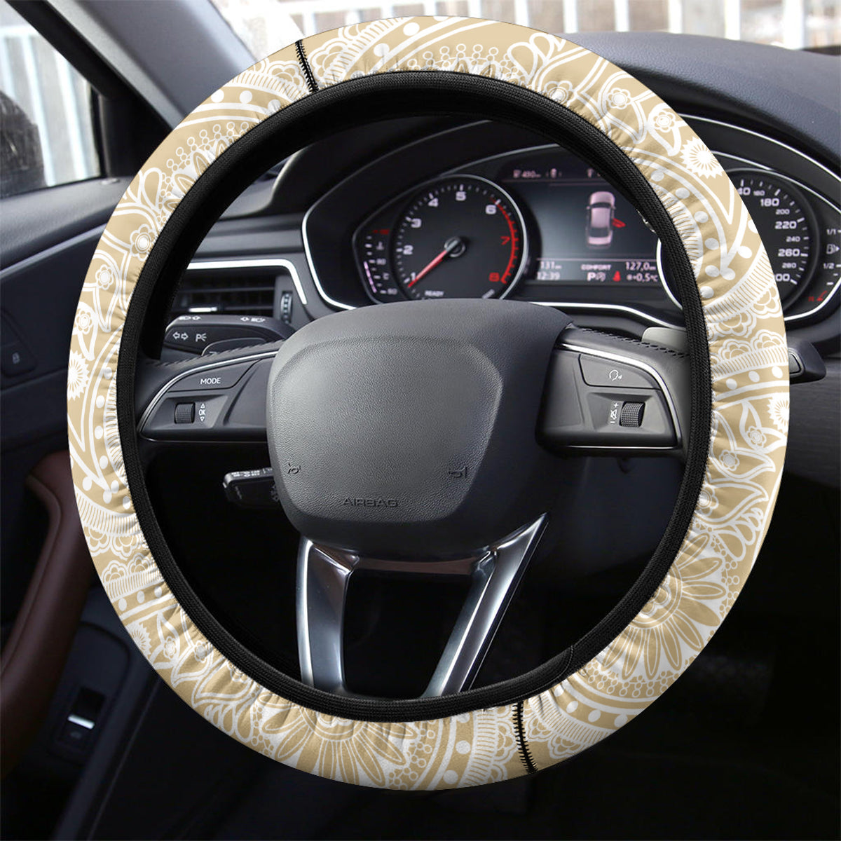 Indo Fijians Steering Wheel Cover Fiji ke Hindustani Polyneisan Paisley Beige Style - Wonder Print Shop