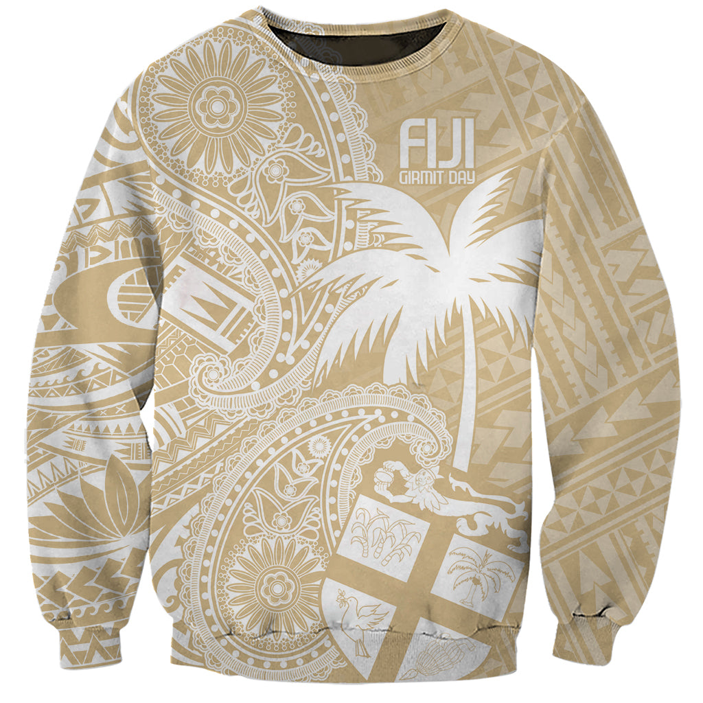 Custom Indo Fijians Sweatshirt Fiji ke Hindustani Polyneisan Paisley Beige Style - Wonder Print Shop