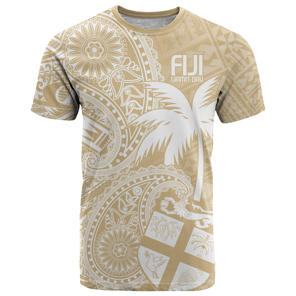 Custom Indo Fijians T Shirt Fiji ke Hindustani Polyneisan Paisley Beige Style - Wonder Print Shop