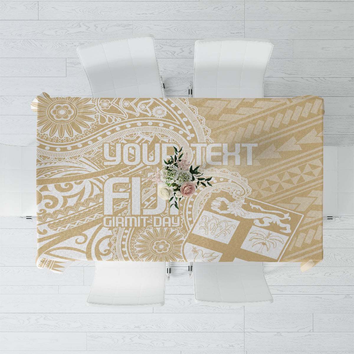 Custom Indo Fijians Tablecloth Fiji ke Hindustani Polyneisan Paisley Beige Style - Wonder Print Shop