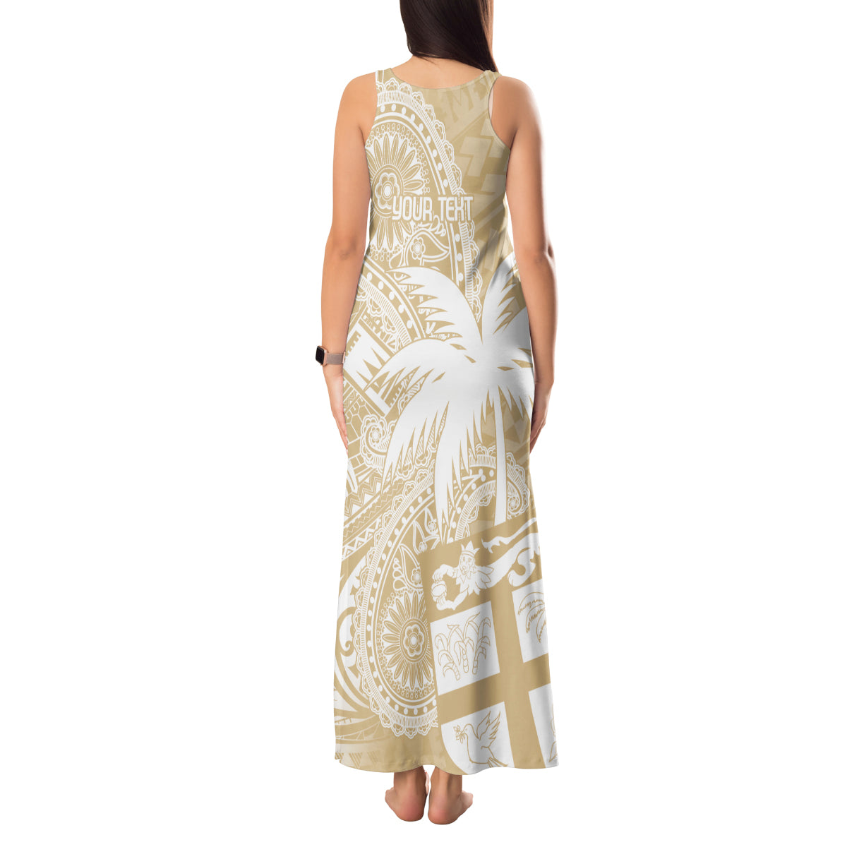 Custom Indo Fijians Tank Maxi Dress Fiji ke Hindustani Polyneisan Paisley Beige Style - Wonder Print Shop