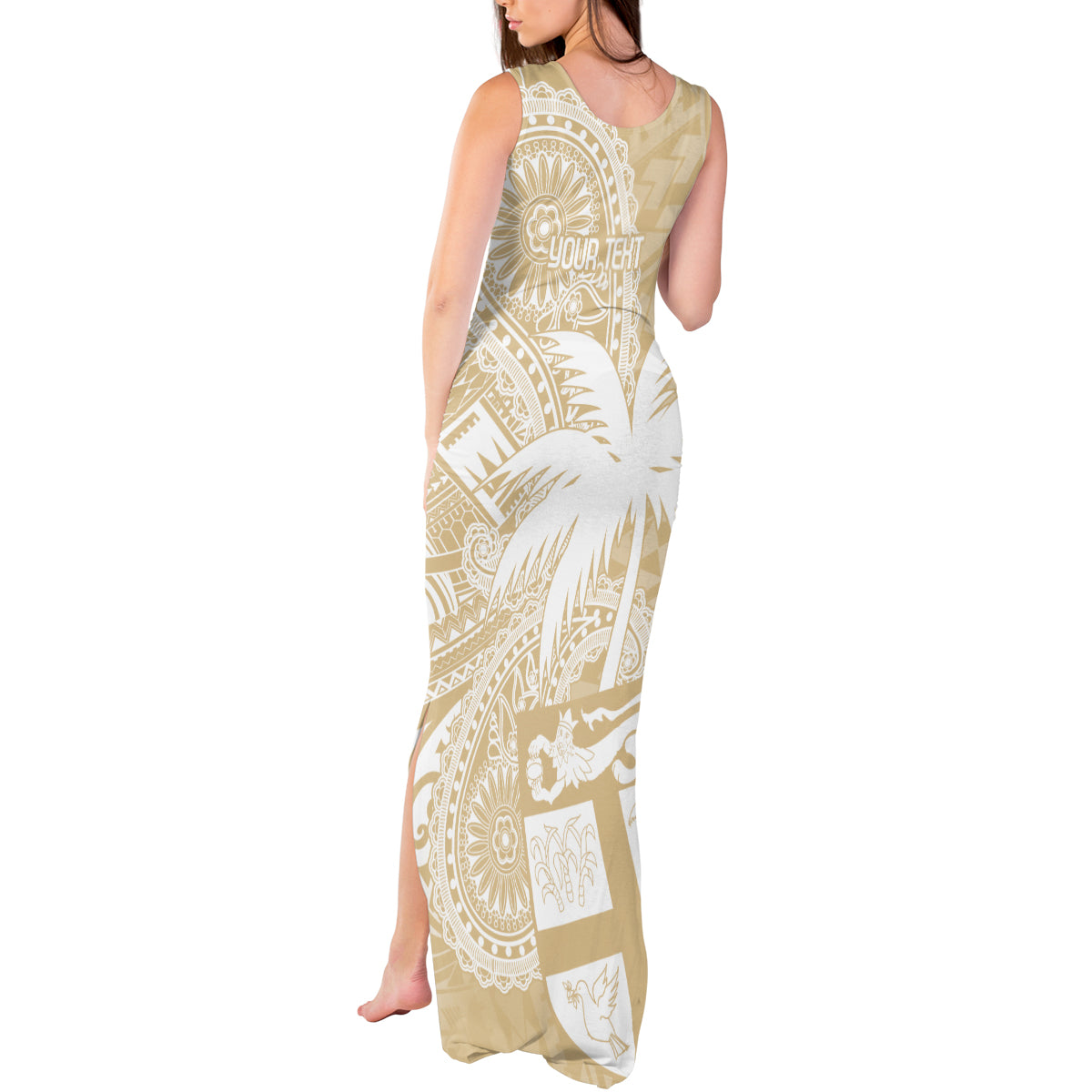Custom Indo Fijians Tank Maxi Dress Fiji ke Hindustani Polyneisan Paisley Beige Style - Wonder Print Shop