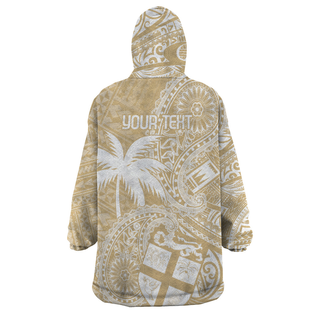 Custom Indo Fijians Wearable Blanket Hoodie Fiji ke Hindustani Polyneisan Paisley Beige Style - Wonder Print Shop