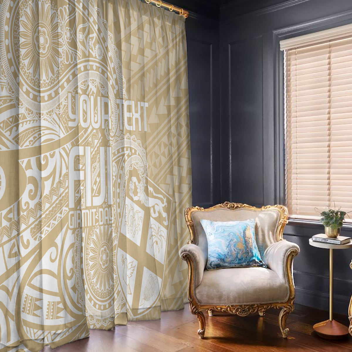 Custom Indo Fijians Window Curtain Fiji ke Hindustani Polyneisan Paisley Beige Style - Wonder Print Shop