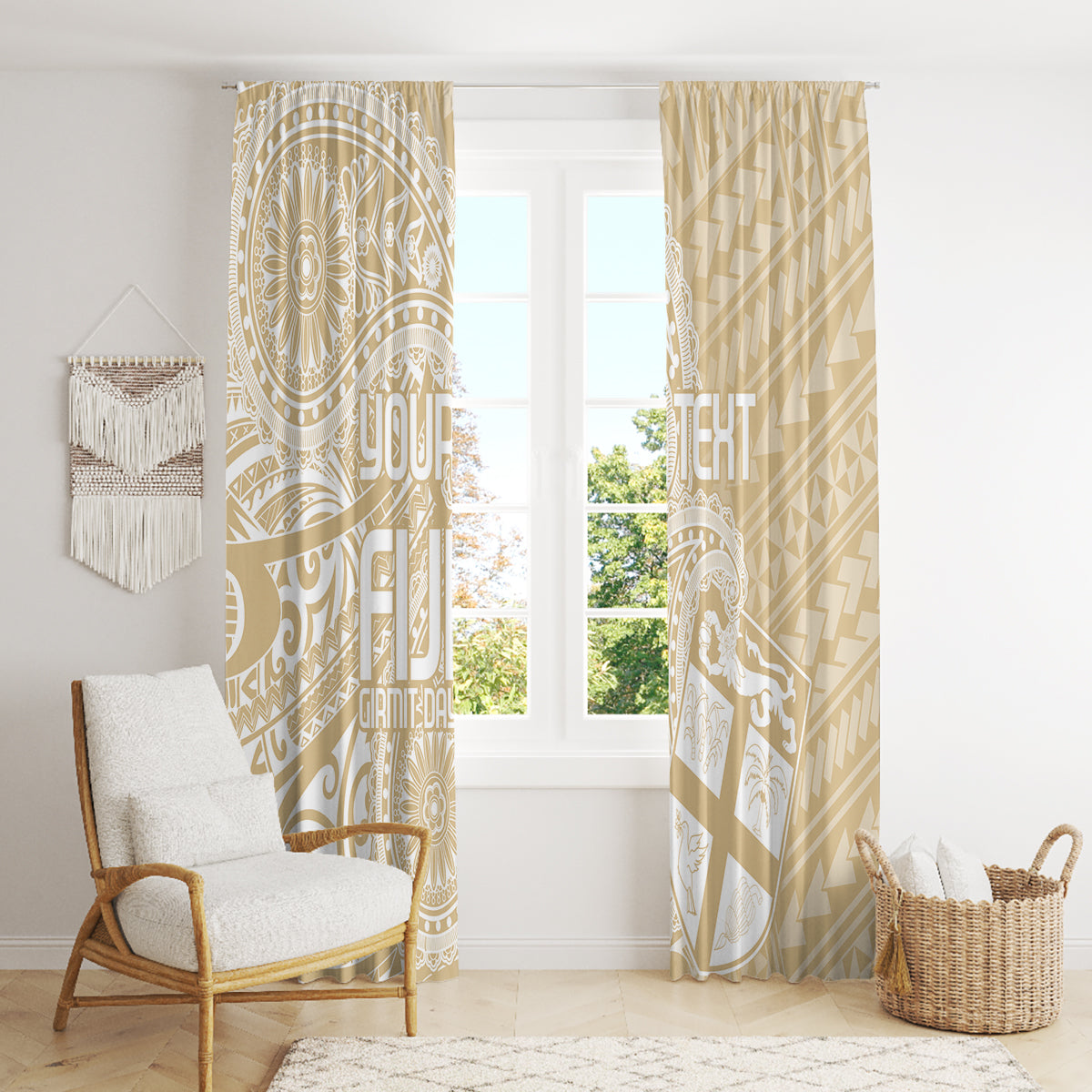 Custom Indo Fijians Window Curtain Fiji ke Hindustani Polyneisan Paisley Beige Style - Wonder Print Shop