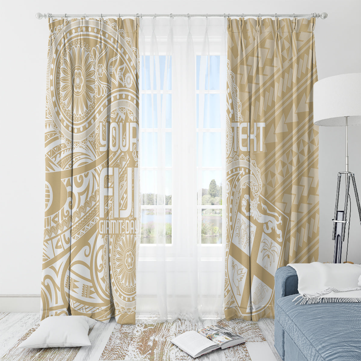 Custom Indo Fijians Window Curtain Fiji ke Hindustani Polyneisan Paisley Beige Style - Wonder Print Shop