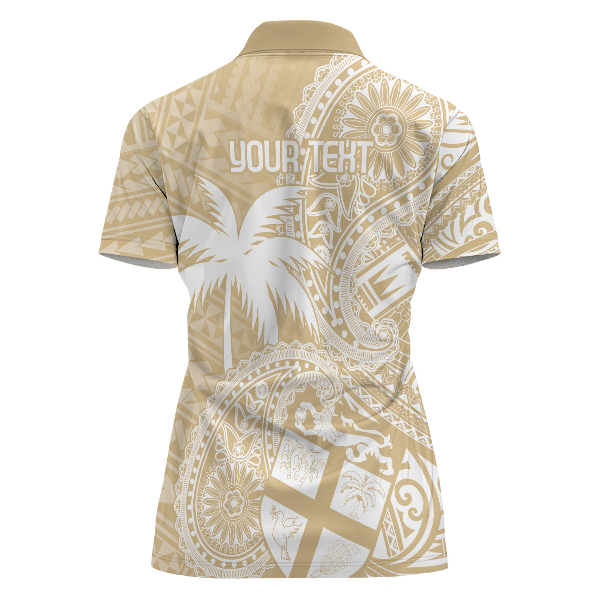 Custom Indo Fijians Women Polo Shirt Fiji ke Hindustani Polyneisan Paisley Beige Style - Wonder Print Shop
