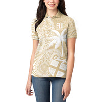Custom Indo Fijians Women Polo Shirt Fiji ke Hindustani Polyneisan Paisley Beige Style - Wonder Print Shop